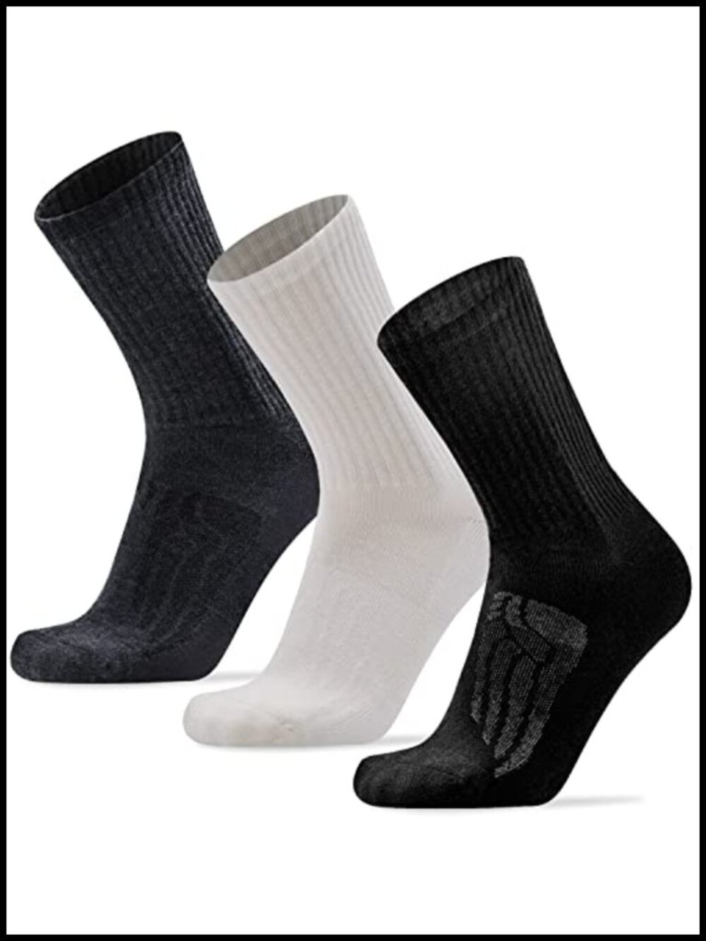 Merino Wool Blend Crew Hiking Running Socks 3 Pack Thick Cushion